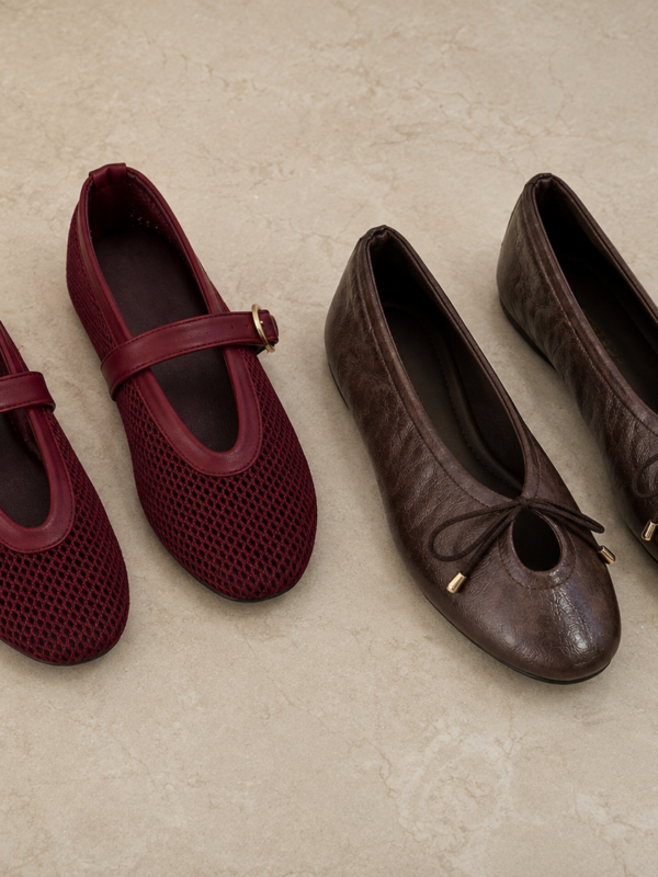 Combo dos pares de ballerinas malla y cafe